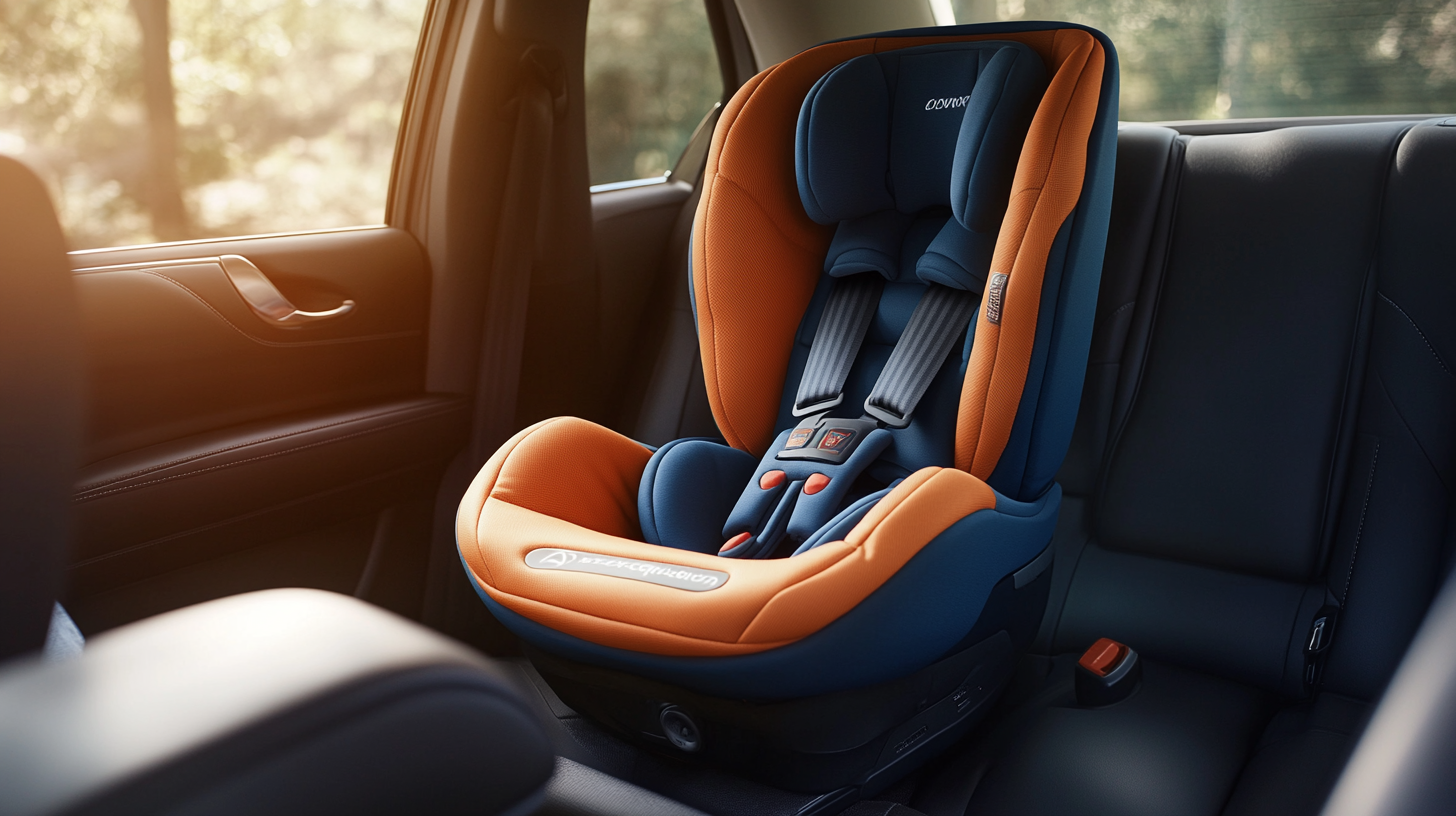 Toddler properly harnessed rear-facing in a convertible car seat